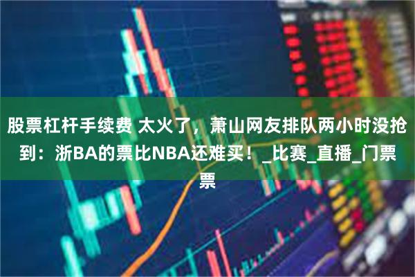 股票杠杆手续费 太火了，萧山网友排队两小时没抢到：浙BA的票比NBA还难买！_比赛_直播_门票